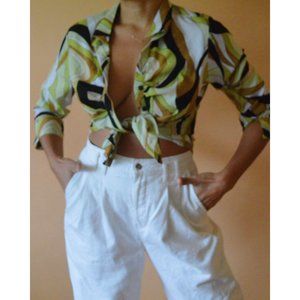 Vintage Y2K Printed Silky Blouse